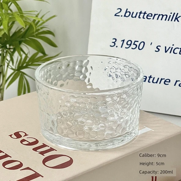 INS Stil Cam Tatlı Kasesi - Çekiç Desenli [200ml]