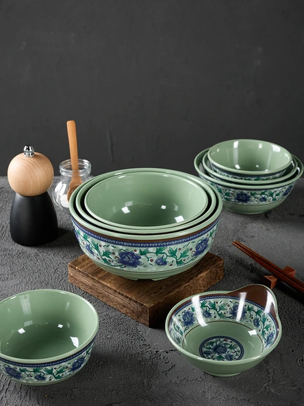 Melamin Restoran Hot Pot Büfe Kasesi - 6.6 inç Yatay Desenli Kase - 5