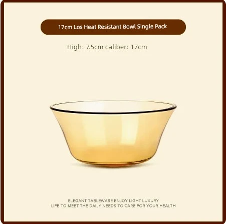 Amber Cam Kase - Xibi 0420 Düz Açık Altın Cam Kase