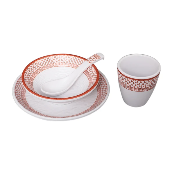 A5 Melamin Hot Pot Yemek Takımı - Platin Dört Parça Set 16 - Resim 5