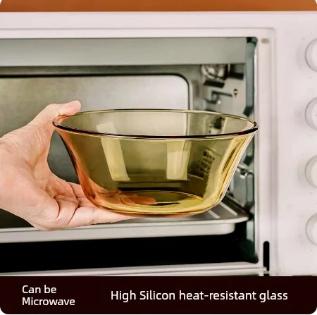 Amber Cam Tabak - Xibi 0421 Düz Açık Altın Cam Tabak - Resim 5