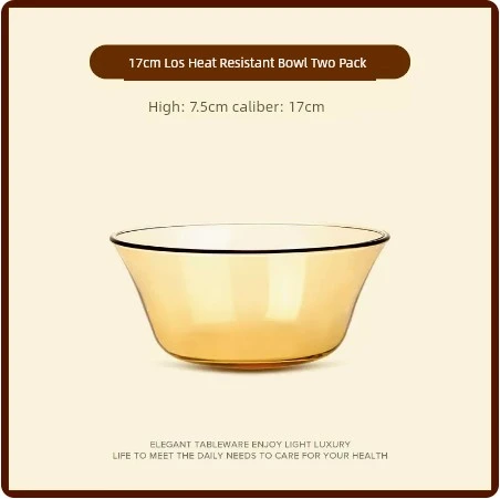 Amber Cam Kase - Xibi 0420 Düz Açık Altın Cam Kase (2 Adet)