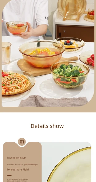 Amber Cam Tabak - Xibi 0421 Düz Açık Altın Cam Tabak - Resim 11