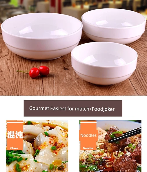 Beyaz Melamin Kore Ramen Kasesi - 5.5 inç - 9