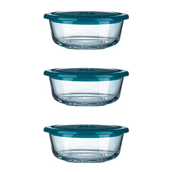 3'lü Şeffaf Cam Saklama Kabı Seti - 650ml