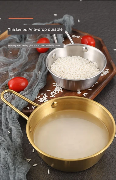 Kore Tarzı Paslanmaz Çelik Kase - 19cm - Küçük Kasesiz (Altın) - 11