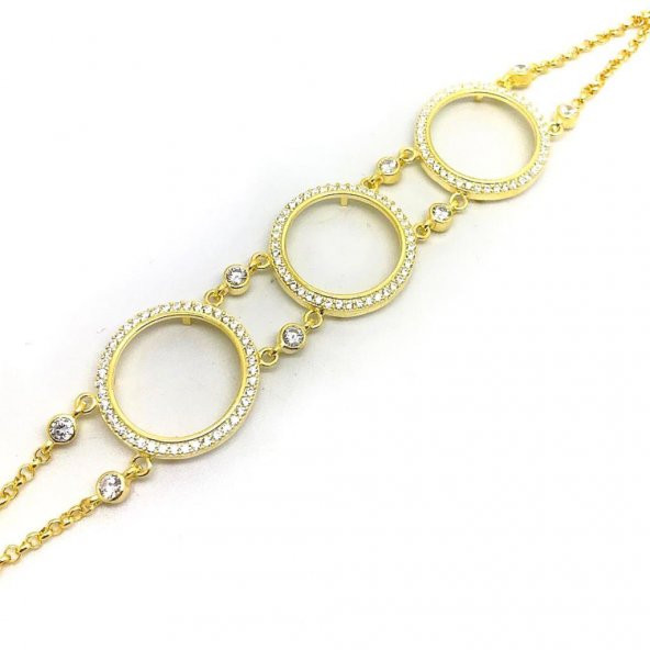 Üç Çeyreklik Altın Kaplamalı 925 Ayar Gümüş Bileklik - Resim 3