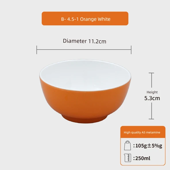 Melamin Hasır Şapka Kase - Küçük Kase B-4.5-1 Turuncu Beyaz (10'lu Paket)