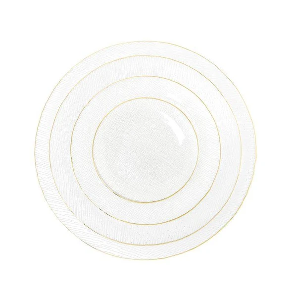 Altın Kenarlı Şeffaf Cam Tabak - Küçük Boy 15cm - 6