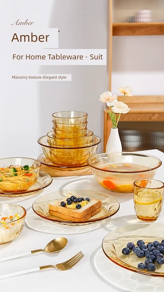 Amber Cam Küçük Kase 16.8cm - 4'lü Set - 7