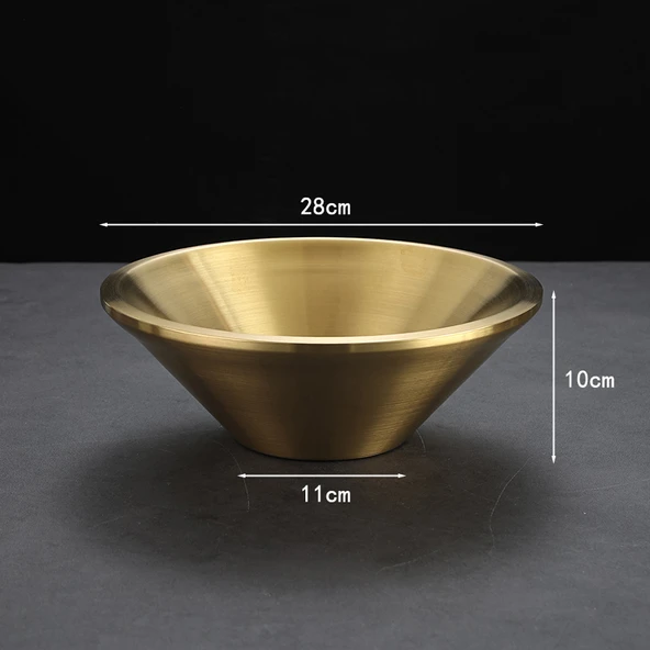 Kore Tarzı 304 Paslanmaz Çelik Kase 28cm Çift Katmanlı Buz Altın