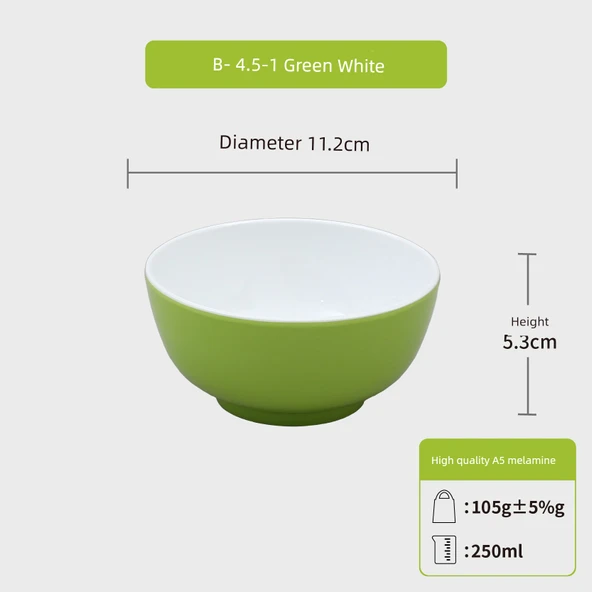 Melamin Hasır Şapka Kase - Küçük Kase B-4.5-1 Yeşil Beyaz (10'lu Paket)