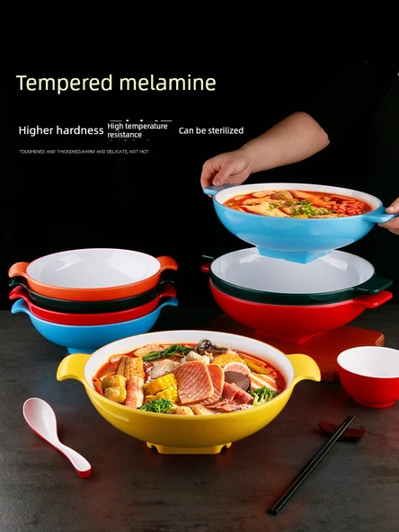 Melamin Noodle Kasesi - 8 inç Koyu Yeşil Geliştirilmiş ve Ağırlıklı - 4