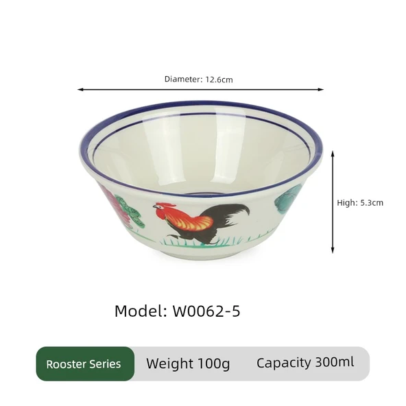 Melamin Retro Horozlu Noodle Kasesi - 5 inç - Saray Kasesi