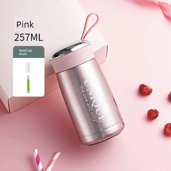 Paslanmaz Çelik Süzgeçli Termos - Pembe - 257ml