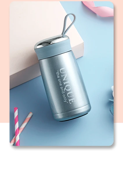 Paslanmaz Çelik Süzgeçli Termos - Mavi - 360ml - 9