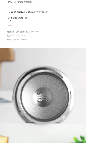 Paslanmaz Çelik Süzgeçli Termos - Mavi - 360ml - 10