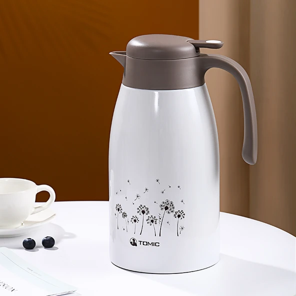 2 Litre Paslanmaz Çelik Termos - Beyaz - 4