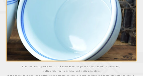 Jingdezhen Mavi Kenarlı Antika Kase - İki Çizgili 4 inç Mavi Kenarlı Tavuk Bardağı - 10