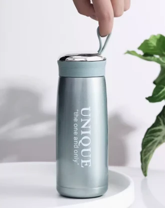 Paslanmaz Çelik Süzgeçli Termos - Kahve - 360ml - 4