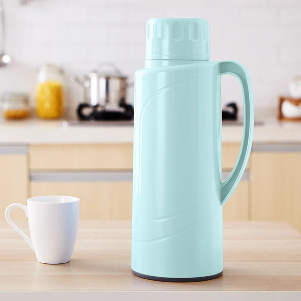 2 Litre Termos - Tiffany Mavi - Çift Katmanlı Gümüş Kaplama Cam - 4