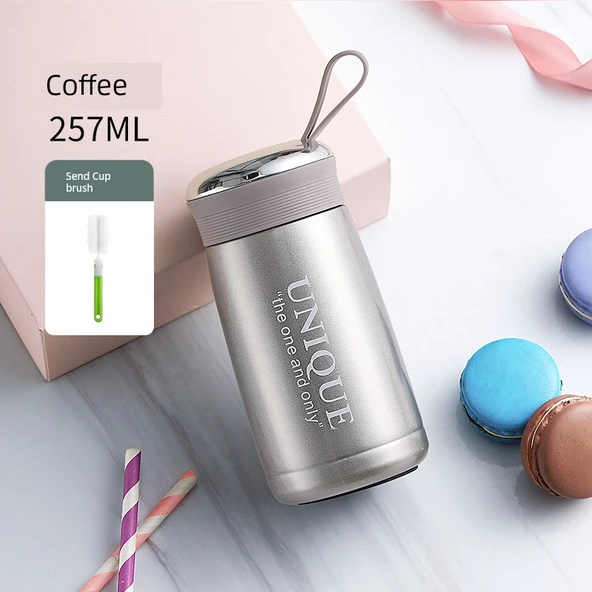 Paslanmaz Çelik Süzgeçli Termos - Kahve - 257ml