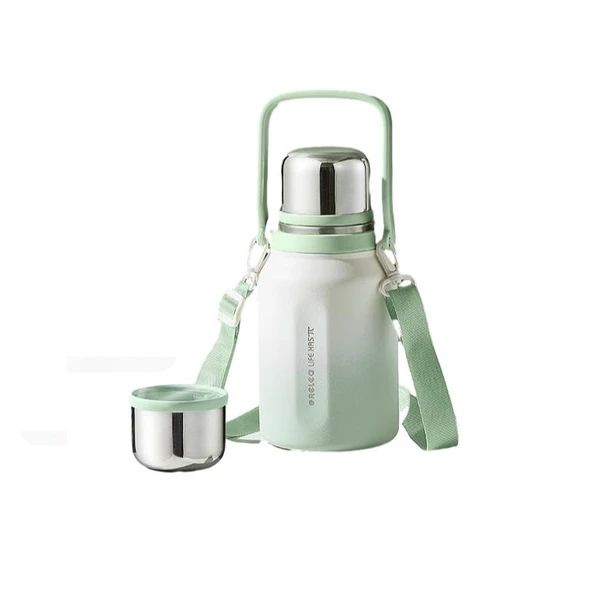 950ml Paslanmaz Çelik Termos - Çay Süzgeçli - Ying Ge Yeşili