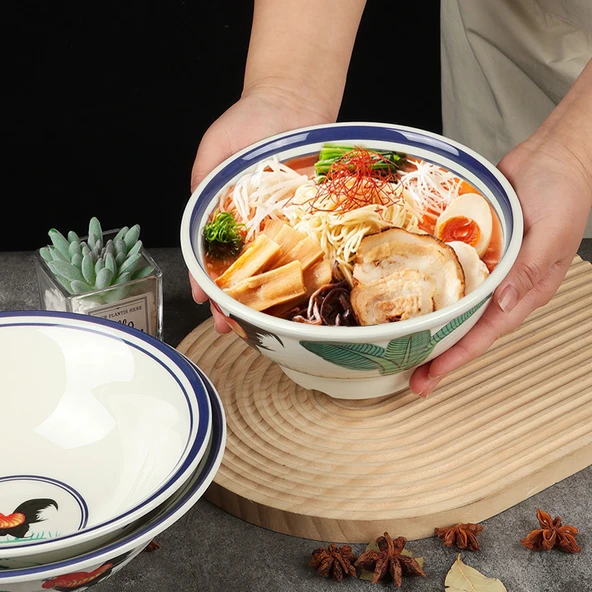 Melamin Retro Horozlu Noodle Kasesi - 5 inç - Saray Kasesi - 4
