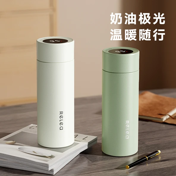 Dijital Ekranlı Termos - 316L Paslanmaz Çelik - 400ML - Lotus Yeşili - 2