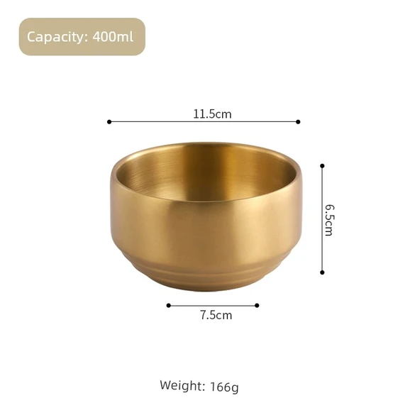 Çift Katmanlı Kore Kimchi Kasesi - 12cm - Altın Renk - Kapaksız