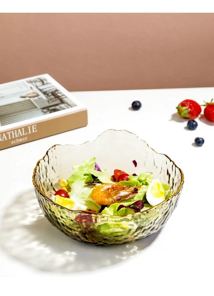Cam Meyve Salata Çorba Kasesi Seti - Çay Bardağı Büyük Orta + 3 Meyve Çatalı - 11