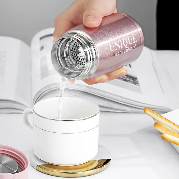Paslanmaz Çelik Süzgeçli Termos - Mavi - 360ml - 3