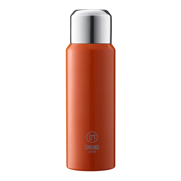 Demlikli Çay Bardağı - Turuncu - 600ml - Paslanmaz Çelik