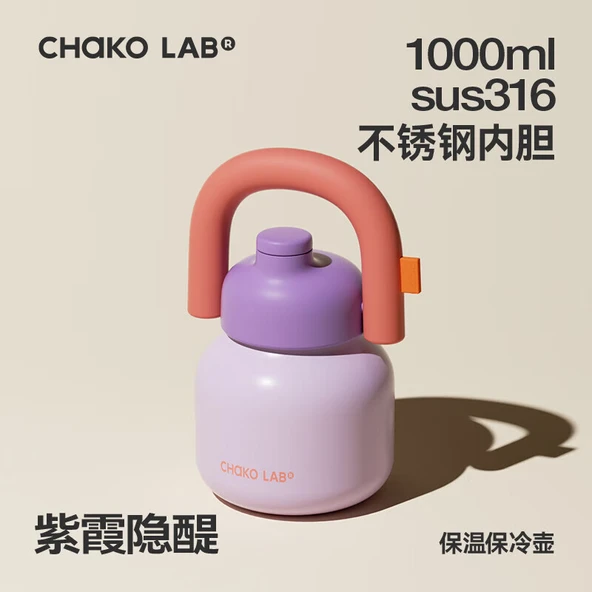316 Paslanmaz Çelik Termos - 1000ml - Mor - 4
