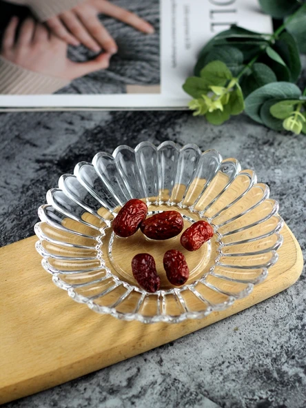 Kristal Cam Dantel Cubilose Kase - 250ml Lotus Kase ve Lotus Tabak - Resim 6