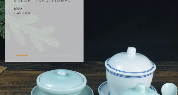 Jingdezhen Mavi Kenarlı Antika Kase - İki Çizgili 4 inç Mavi Kenarlı Tavuk Bardağı - 11