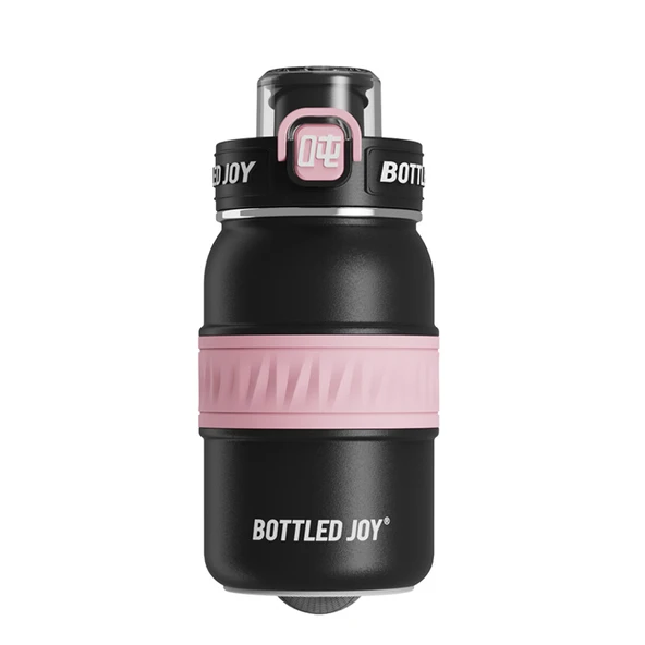 500ml Siyah Pembe Termos Bardak - Çift Katmanlı Yalıtımlı