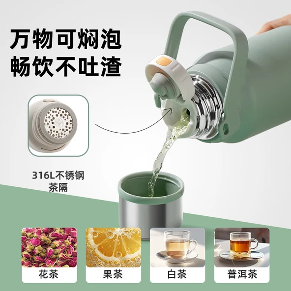 Fuguang Lingdong 316L Paslanmaz Çelik Termos - 900ml - Beyaz - 3