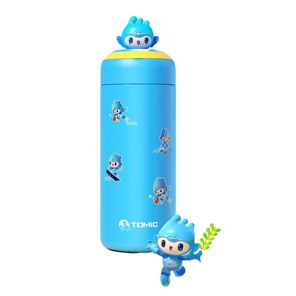 Çift Katmanlı Paslanmaz Çelik Termos - Asya Oyunları Maskotlu - Açık Mavi - 370ml