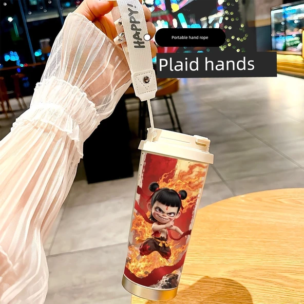 316 Paslanmaz Çelik Termos Bardak - Beyaz Ao-C-Coffee - 11