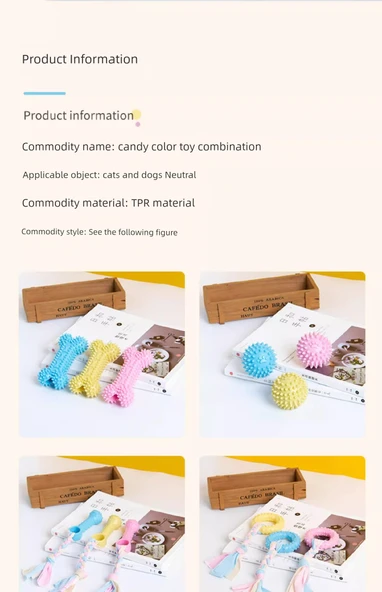 Köpek Çiğneme Oyuncağı - Burgulu Donut + Pati Baskılı Dikenli Top - 8