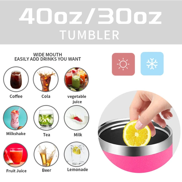 1200ml Paslanmaz Çelik Termos Bardak - Bira Kırmızısı - 6