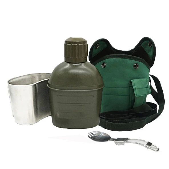 Termos Su Isıtıcısı Dört Parça Set - Zeytin Yeşili Çanta - 0.8L