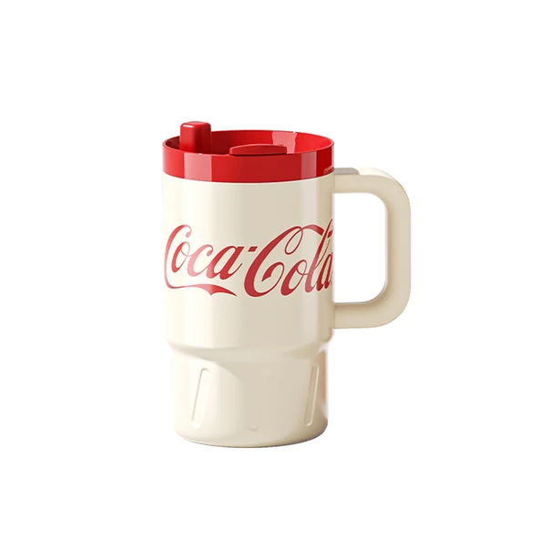 Coca-Cola 800ml Pipetli Termos Bardak - Beyaz