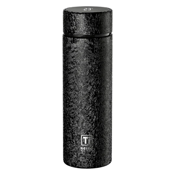 Titanyum Termos - 420ml - Çay Süzgeçli - Akıllı Sıcaklık Göstergeli - Siyah
