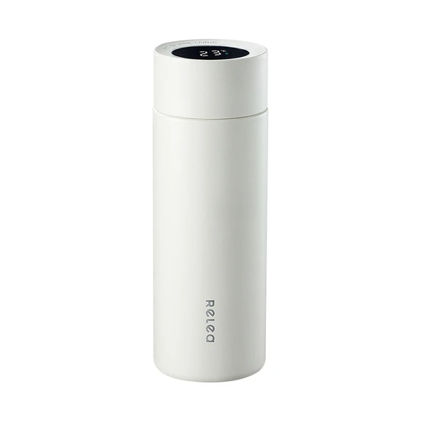 Dijital Ekranlı Termos - 316L Paslanmaz Çelik - 400ML - Bulut Beyazı