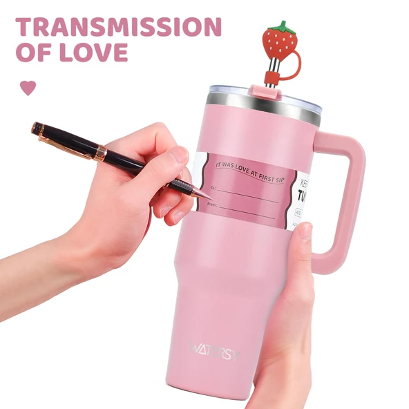 1200ml Paslanmaz Çelik Termos Bardak - Gül Kırmızısı - 3