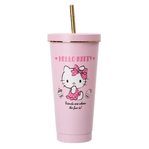 KT Fiyonklu Pembe Desenli Termos Bardak - 750ml