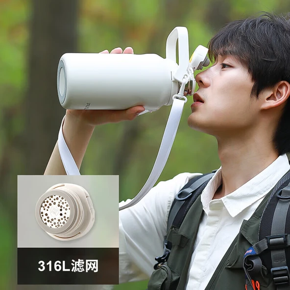 Fuguang Lingdong 316L Paslanmaz Çelik Termos - 900ml - Beyaz - 6