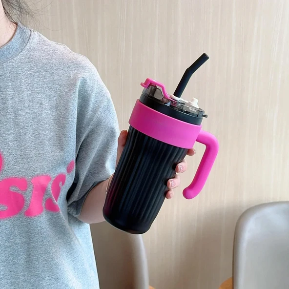 860ML Paslanmaz Çelik Termos - Siyah